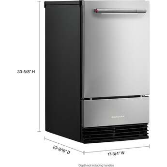 KitchenAid 18 Inch Freestanding/Built-In Undercounter Clear Ice Maker with 35 lbs. Ice Storage Capacity, Drop-Down Door, PrintShield™ Finish, Fully Flush Installation, Self-Cleaning Cycle, Filter-Ready, Built-In Drain Pump System, and Max Ice: PrintShield™ Stainless Steel — thumbnail 10